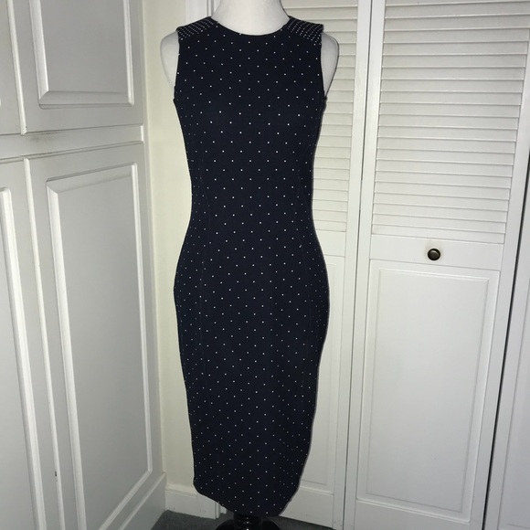 H&M Dresses & Skirts - H & M Sheath Dress A Line Navy Polka Dot Body Con